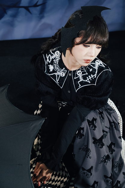 クロップドスリーブ スパイダーカラー パフトップ