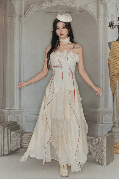 ビスチェ + クラッシュヘビーローズスカート