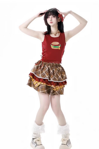 トップケーキ オーバーシャ​​ツ ノースリーブスカート +