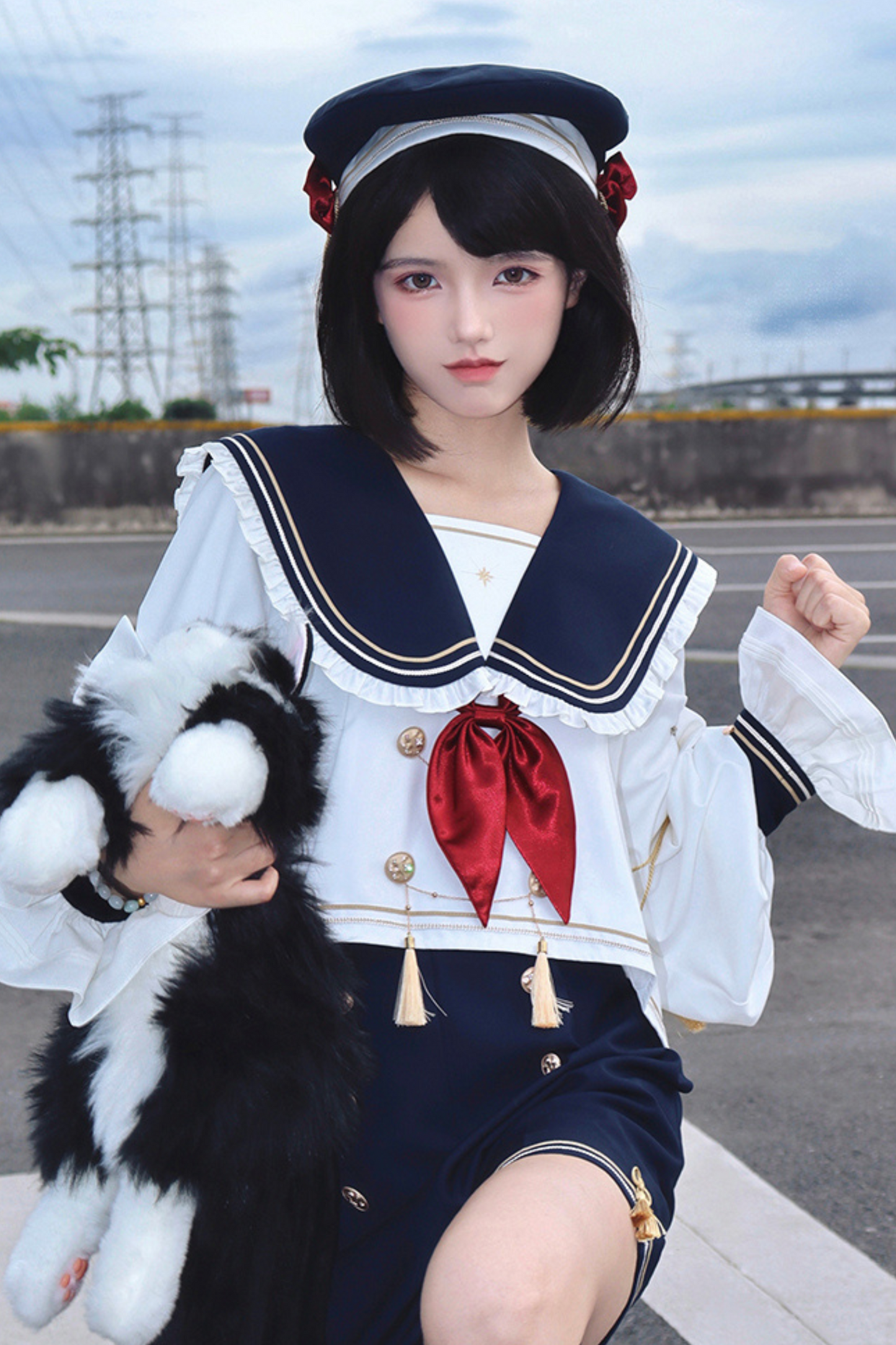 Knight Jacket Beret Shorts Choker + Sailor Bird Top Servant
