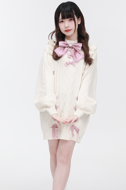 Pullover mit fliegendem Halsausschnitt und hohen Ärmeln