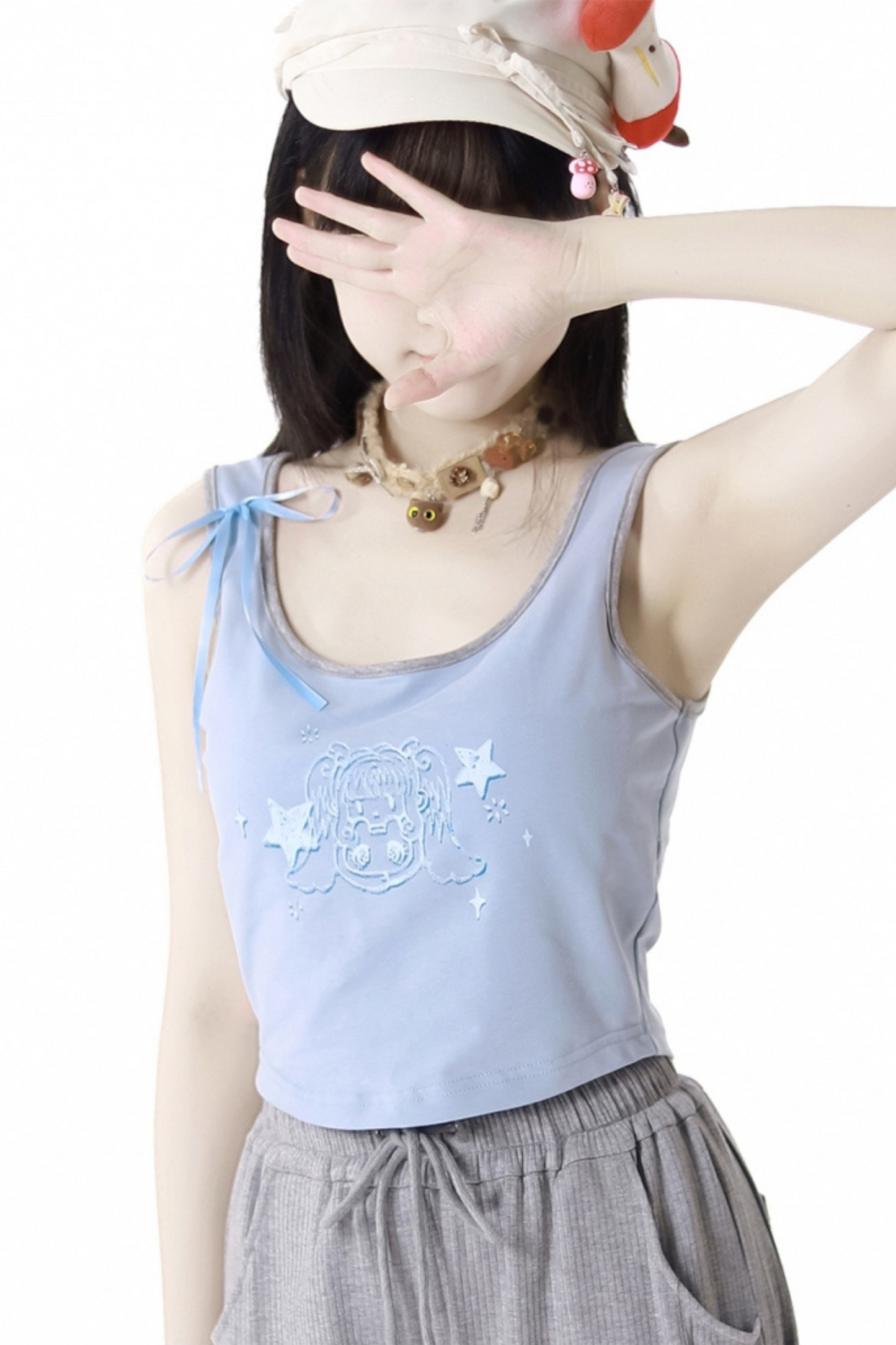 One-Shoulder-Top + Hose mit Schnürung