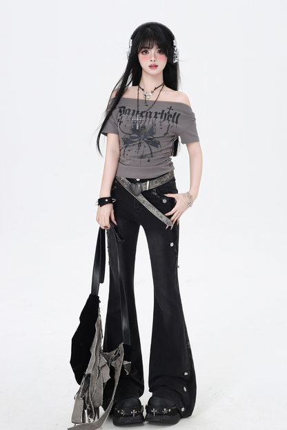 フレアジーンズ ウエストハイ マイクロスリム ヴィンテージ