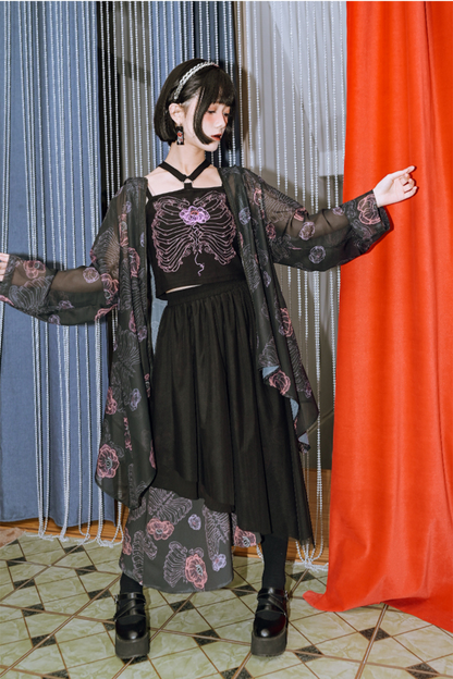 シャツ サンフラワーボーン フード付きシフォン