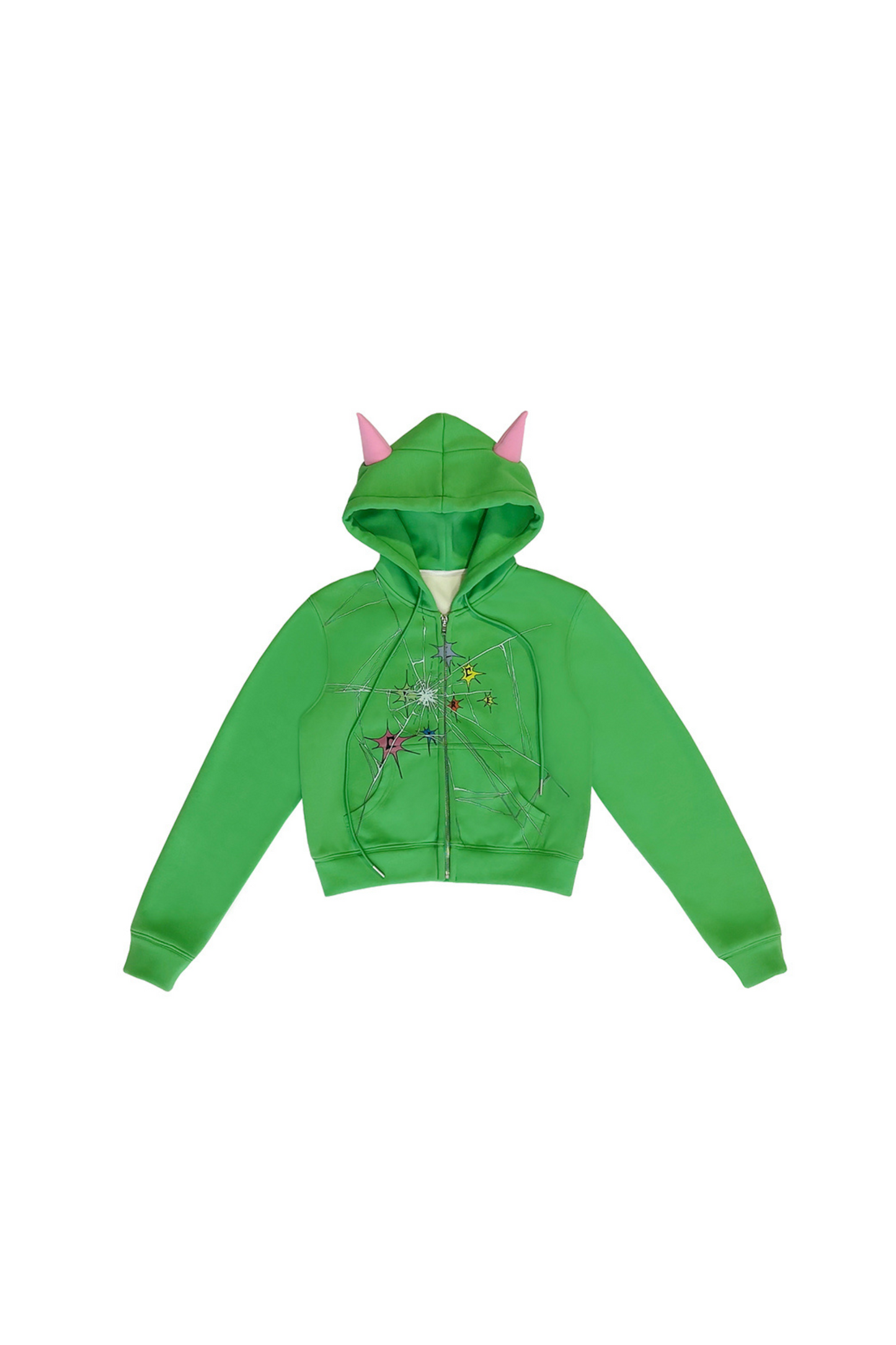 デビルポイントクラックルフード付きショートスウェットシャツ