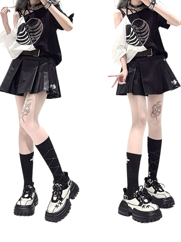 Checkerboard Punk Platform Shoes