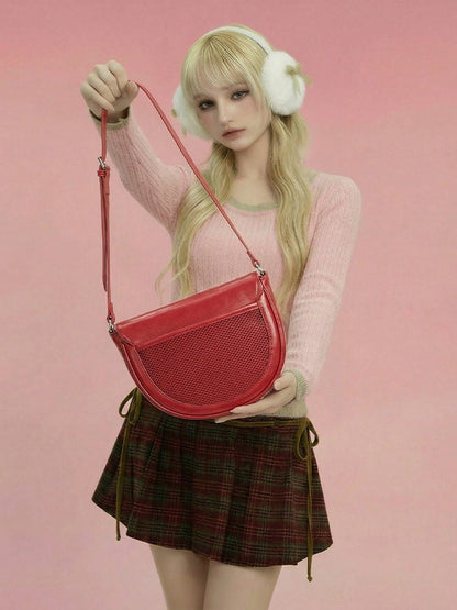 3 Colors PU Ita Shoulder Bag with Transparent Window - Aorda