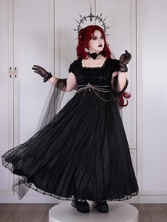 Piece Plus Square Available Vintage One Lolita Elegant Dress Waist Sizes Neckline Empire Black