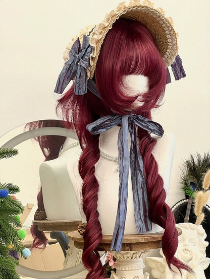 Red 72cm Roman Curly Air Bang Wig - YSHXS