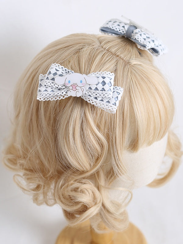 Of Bowknot Decorative Hairclips A Puppy Pair Cute Diamond-Shaped Hollow