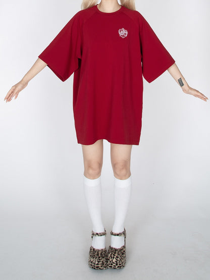 レッド/ブラック オーバーサイズ Tシャツ