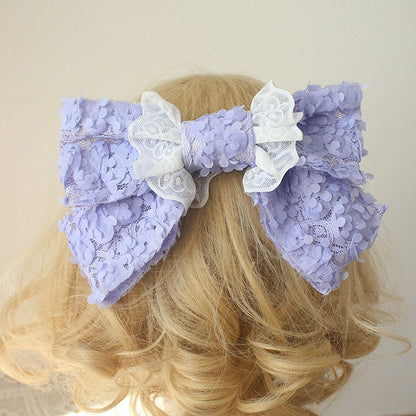 Bowknot Options Hairclip 5 Color Lace Design Trim Petal