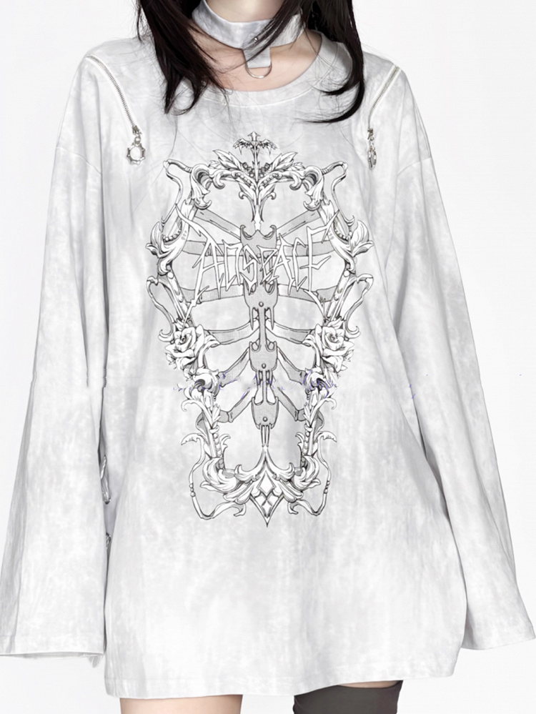 And Halter Rib Top Print Tie-dye Distressed Coffin Zip-shoulder Chain White Convertible With