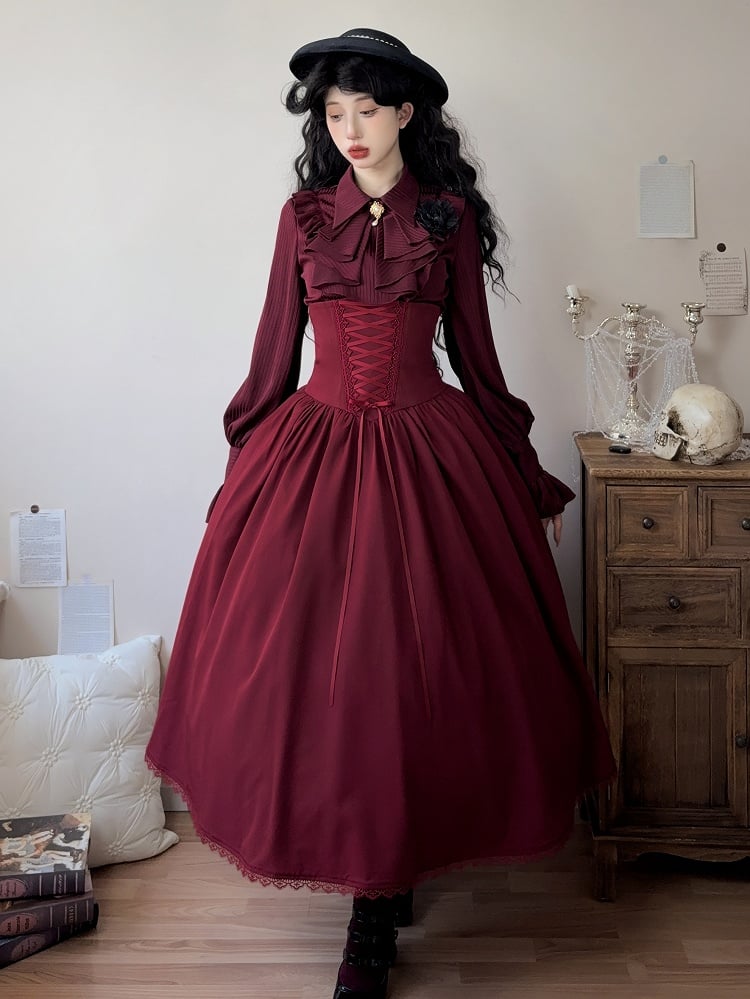 Super Skirt Red Lolita Reversible Boned Elegant Waist High