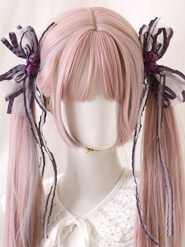 Colors of Pair A Hairclips 7 Bowknot Bud Ribbon Asymmetric