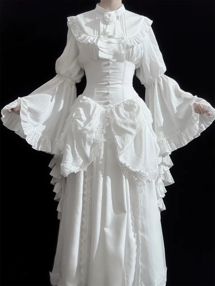 Corset Under Aristocrat High Boned Gothic Waist Bust Skirt Lolita White