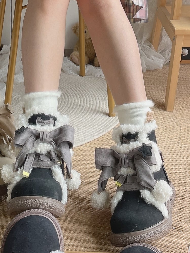 Sohle für Akzente Schwarz Ankle Lolita Stiefel Schleife 3cm Grau mit