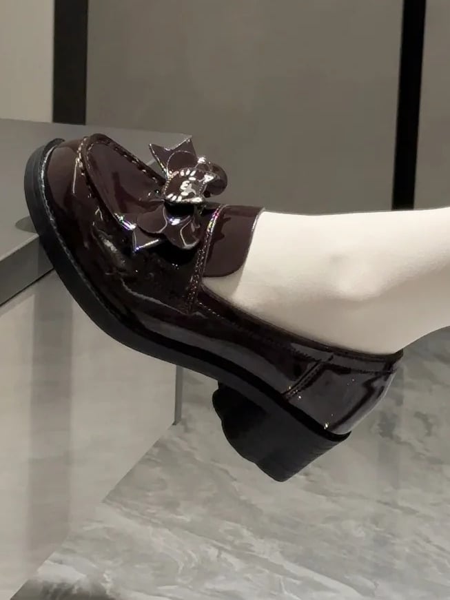 Shoes Sweet Slip-on Decor Kitty Mid-heel Lolita Detachable Bow with