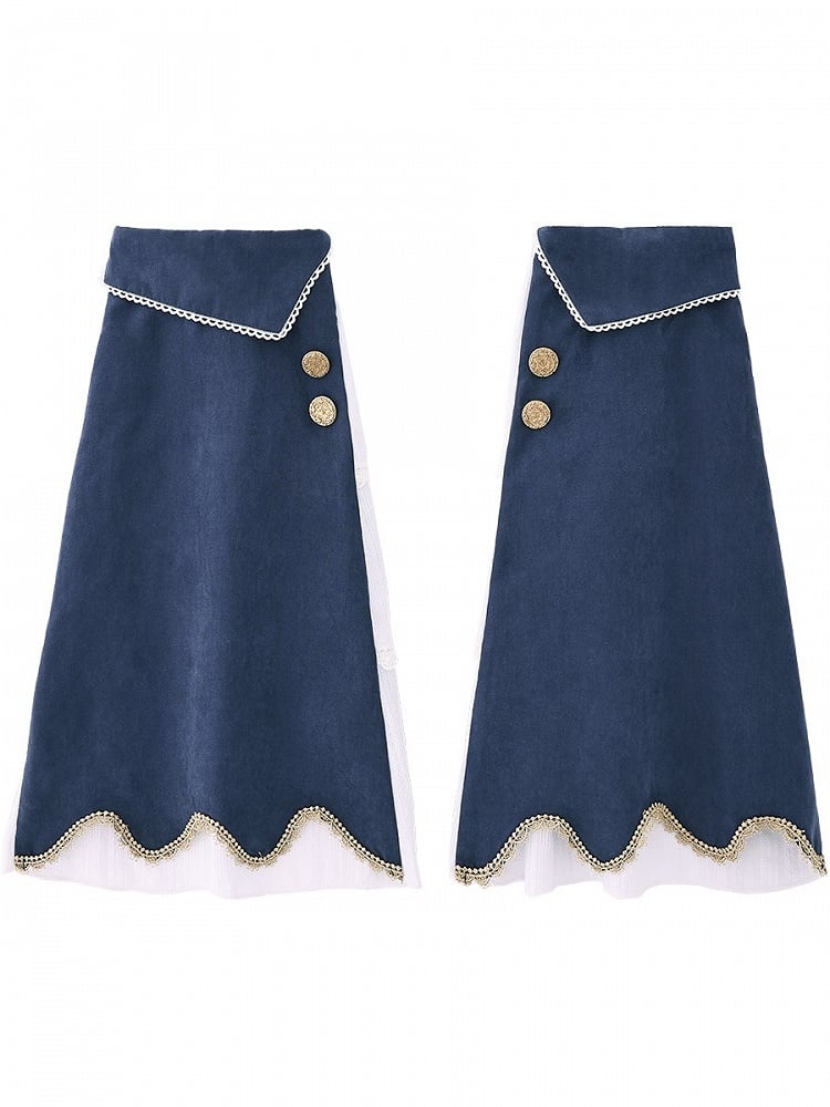 and Dark Warmers Gold-Tone Buttons Trim Leg Lace with Blue/Pink