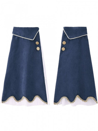 and Dark Warmers Gold-Tone Buttons Trim Leg Lace with Blue/Pink