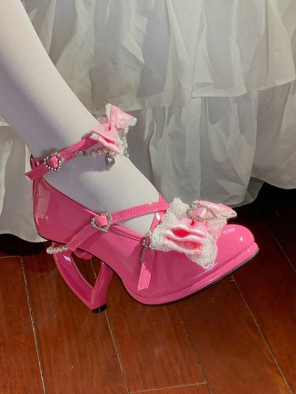 Heel with Heart Leather PU Crystal