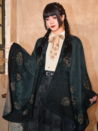 Detachable Leaf - Print Bow Tie Apricot Shirt Set