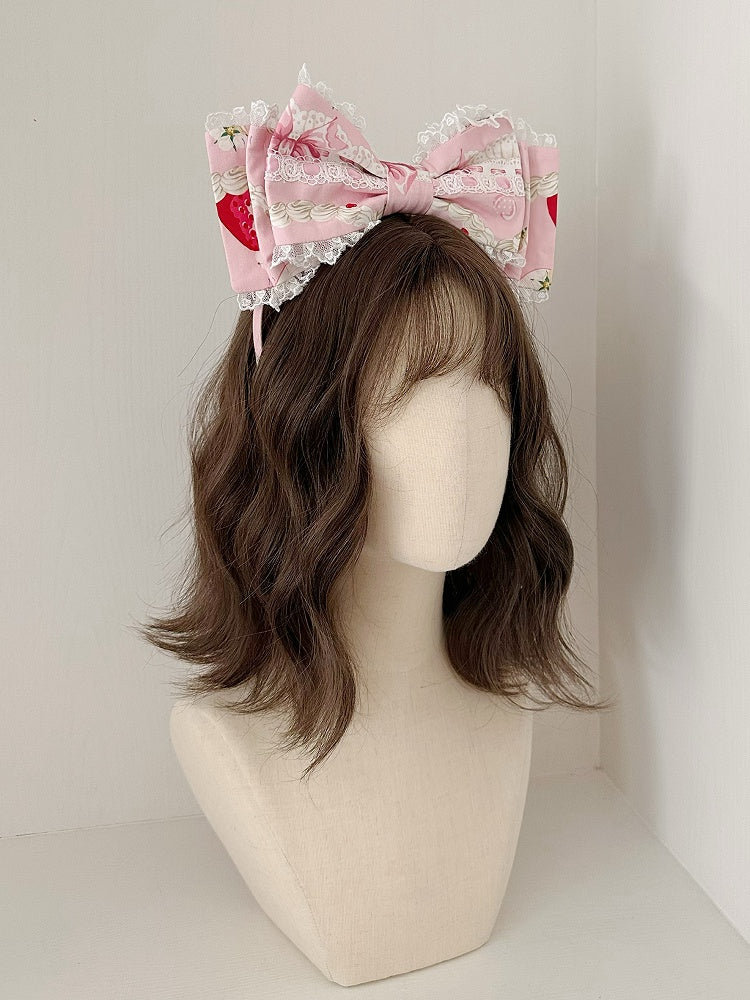 KC Strawberry Print Pink Bowknot