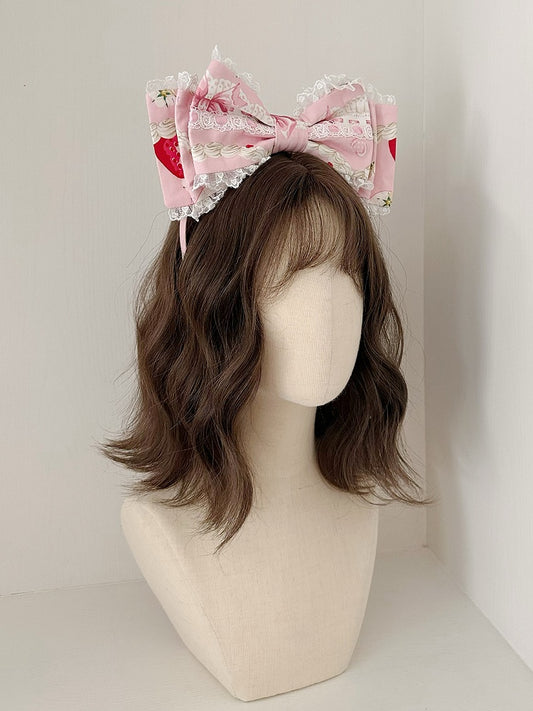 KC Strawberry Print Pink Bowknot
