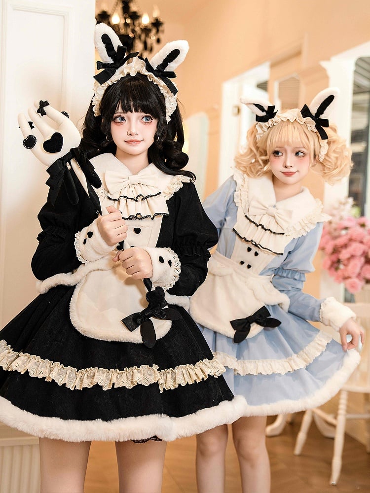 Cremige abnehmbare Plüsch-Hasenohren Maid Lolita KC