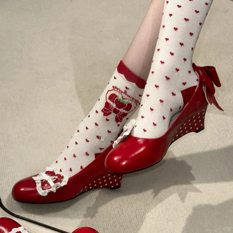 Mary - PU Heart Lolita Shoes Sweet Removable Jane Design Wedge