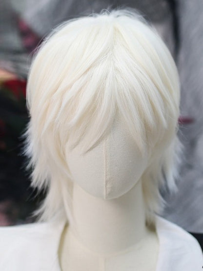 Kurze Ouji-Perücke, glatt, Schwarz/Weiß, 25–30 cm