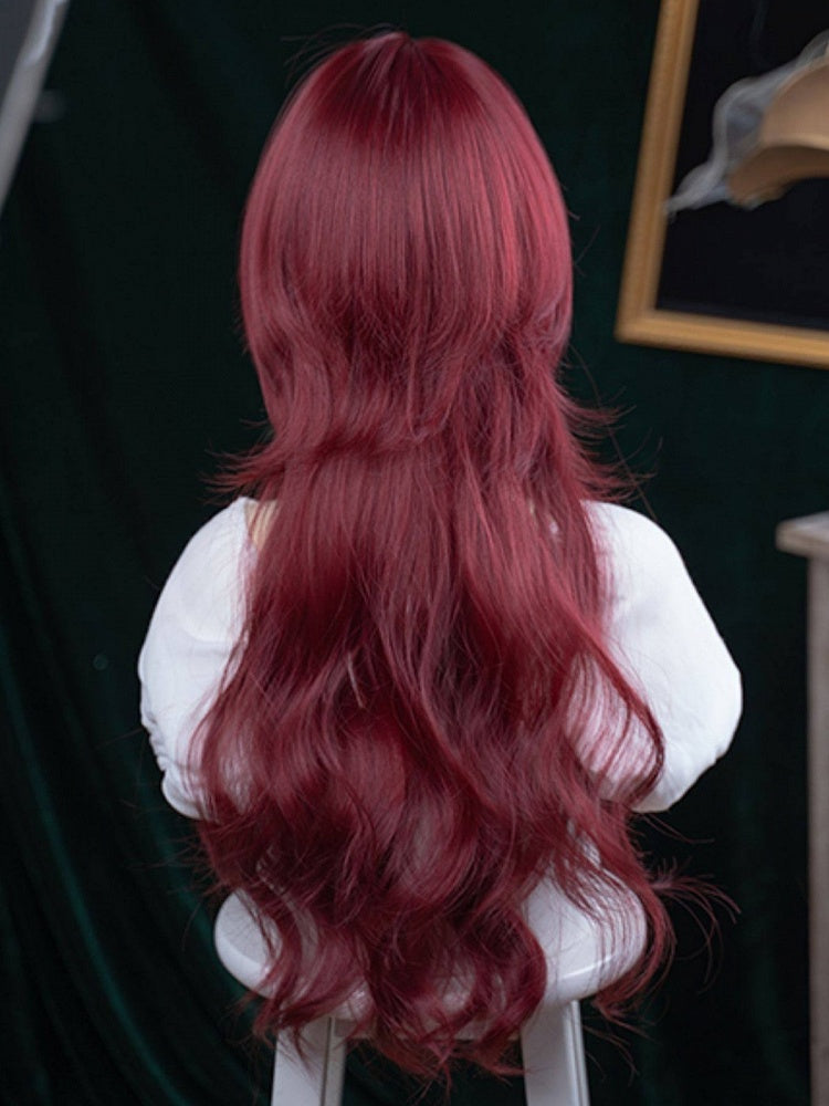 Red 72cm Roman Curly Air Bang Wig - YSHXS