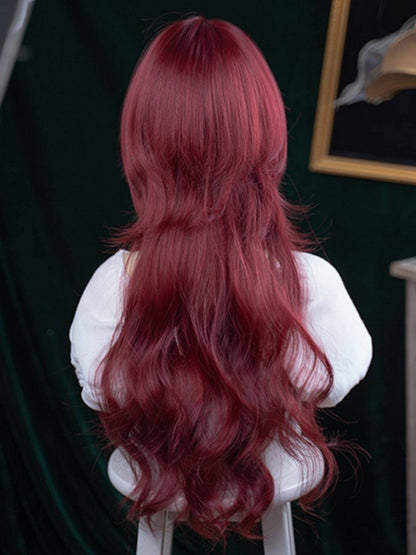 Red 72cm Roman Curly Air Bang Wig - YSHXS