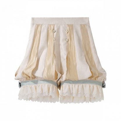 Champagne Striped Jacquard Ouji Lolita Bottoms - Unknown Star