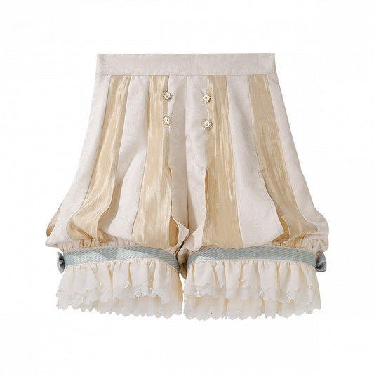 Champagne Striped Jacquard Ouji Lolita Bottoms - Unknown Star