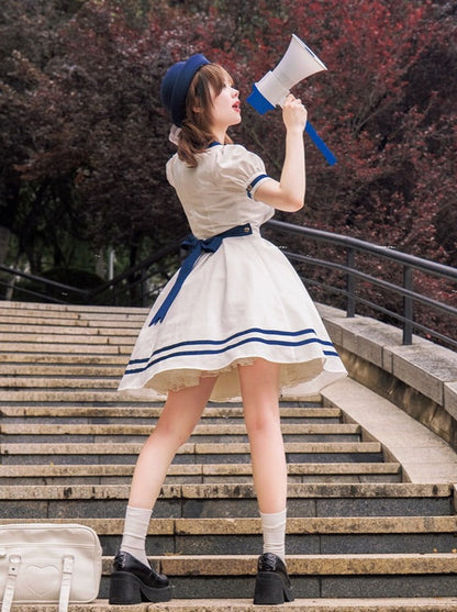 Sommerkleid Kula Sommer Streifenkleid Navy + Elegant