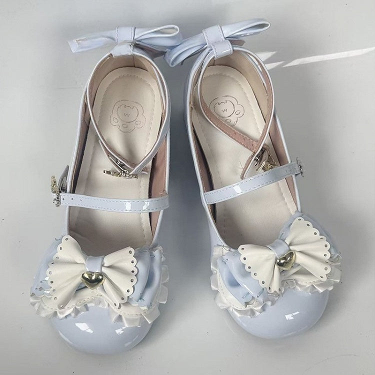 for Top Blue Heel at Janes Multi-layer Lolita Sweet with Mid-heel Bear Bow Adorable Mary