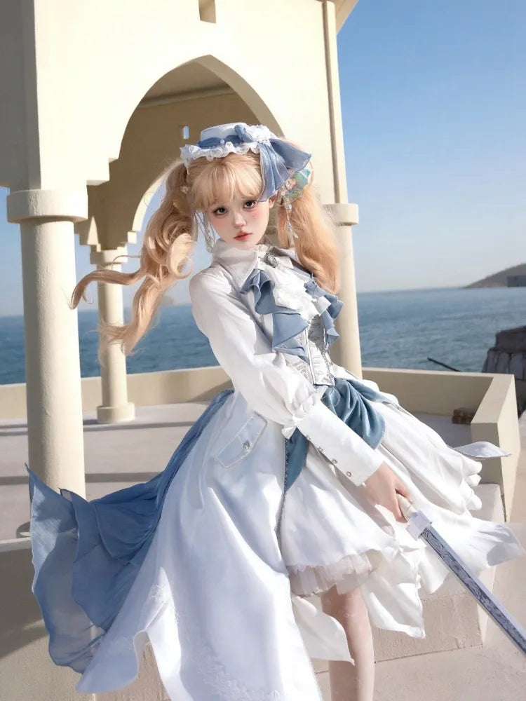 Sleeves Details Pleating Bishop White Shirt Lolita