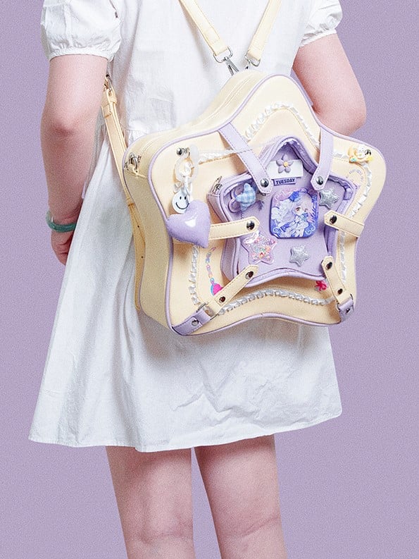 Starry Bag Style Purple Yellow 2-Way Kawaii With Ita