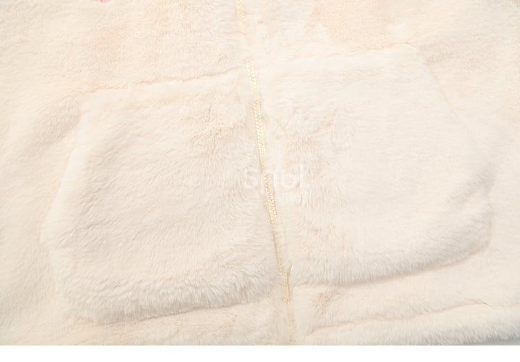 Beigefarbener Fleece-Kapuzenpullover mit Buchstabenmuster und Einhornkopf