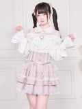 Kei Bluse Ärmel Kalte Schulter Ausschnitt Weiß Lang mit Jirai Illusion Top