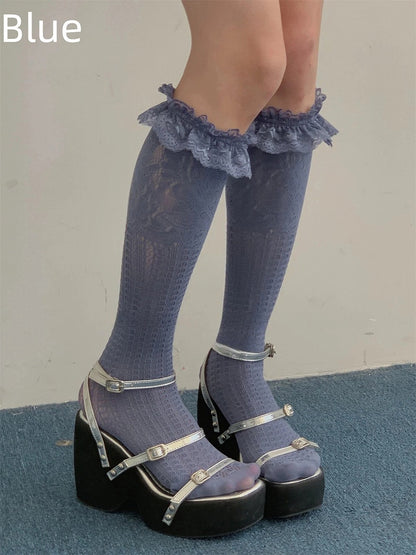 Ruffled (Elegant Style) Stockings Lace 6-Color Sweet