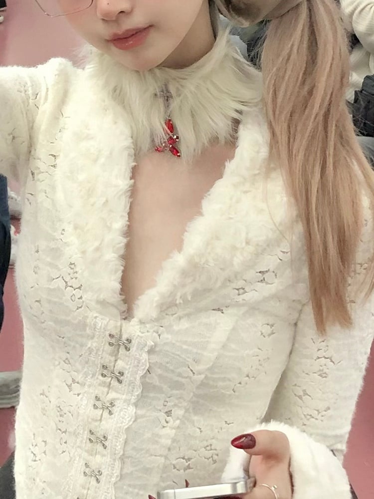 Plush Choker Drip Beige Blood Cross