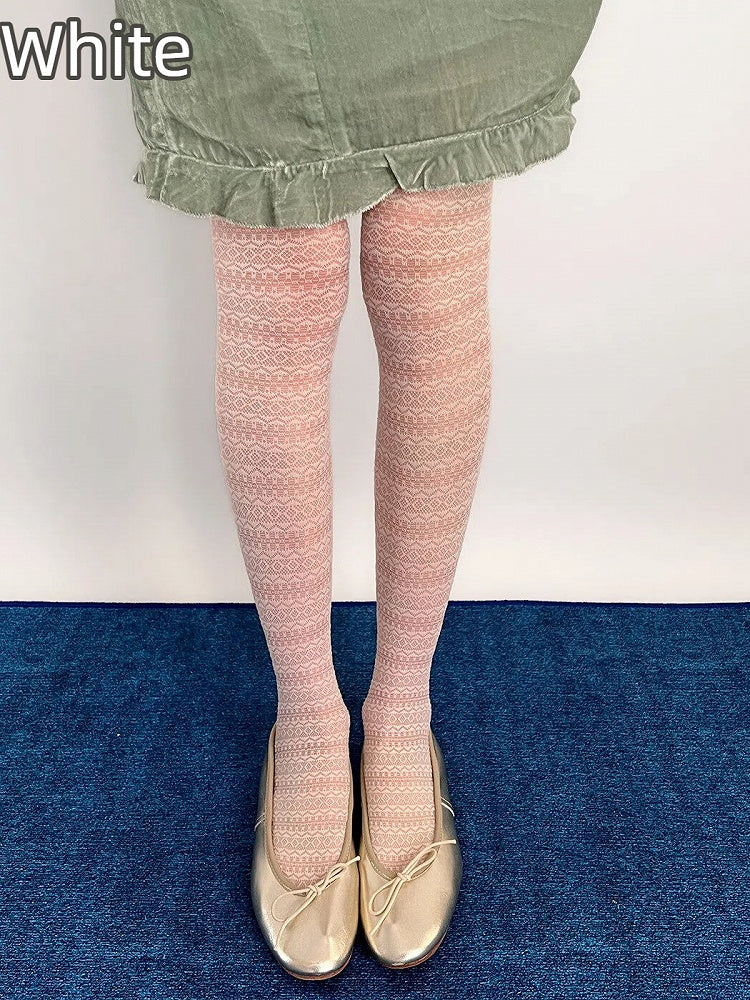Lace Sheer Knit Textured Pantyhose