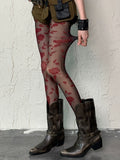 Muster SchwarzRote Strumpfhose Rosette Gothic