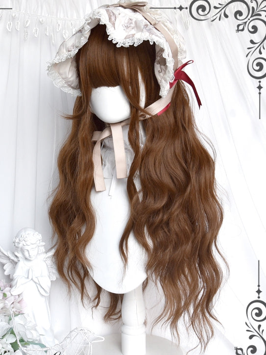 Gewellte, volle, lange Ponyperücken, 62 cm, braun