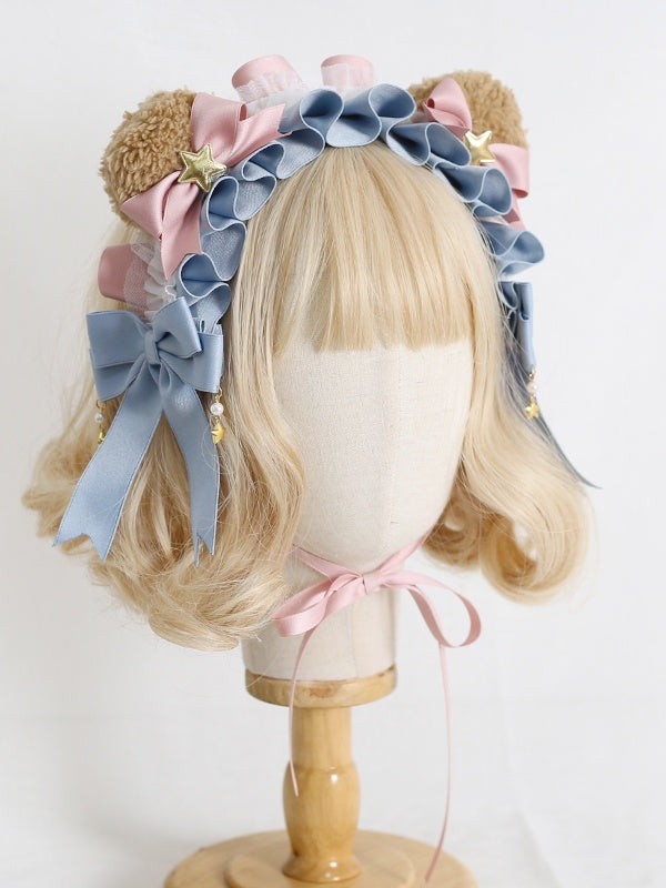 with Ear Hairband Bowknot Blue Star Bear Lolita Decorations Pink Cute