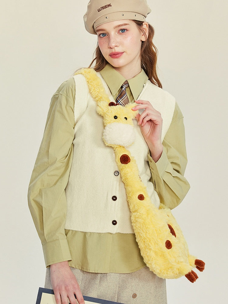 Umhängetasche Plüsch Gelbe Giraffe