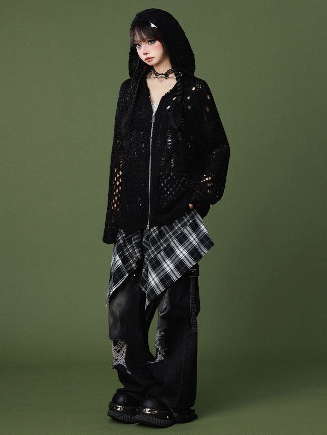 Accessory Plaid Pattern Y2K White Black