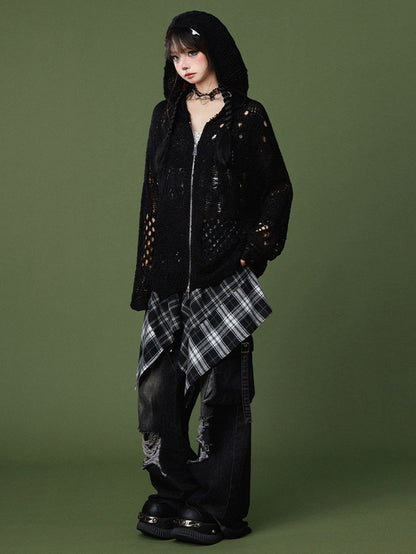Accessory Plaid Pattern Y2K White Black